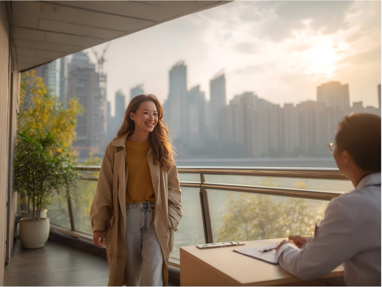 Recovering patient enjoying Chongqing riverside